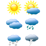 Vector graphics of selection of color weather forecast icons