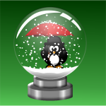 snow globe Penguin with Umbrella