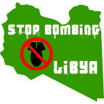 Vector graphics of stop bombing Libya label