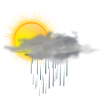 Vector illustration of weather forecast color symbol for sunny with rain