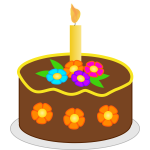 Vector illustration of chocolate flowers birthday cake