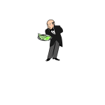 Butler Giving a Plate of Cash