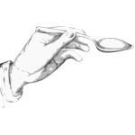 Hand holding a spoon Vector clip art