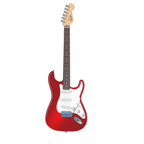 Red electric rock guitar vector clip art