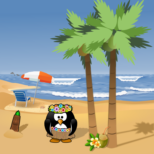 Download Penguin On Summer Holiday Vector Illustration Free Svg