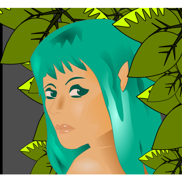 Vector graphics of woman in leaves