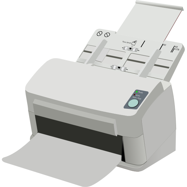 Photorealistic scanner and printer machine vector drawing