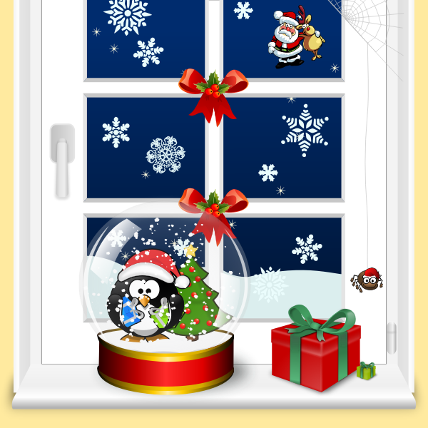 Download Christmas Window Home Scene Vector Graphics Free Svg