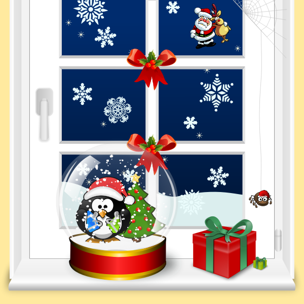 Download Christmas Window Home Scene Vector Graphics Free Svg PSD Mockup Templates