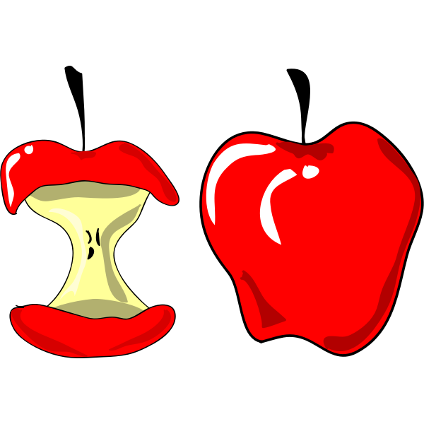 Vector illustration of red apple and apple cut in a half