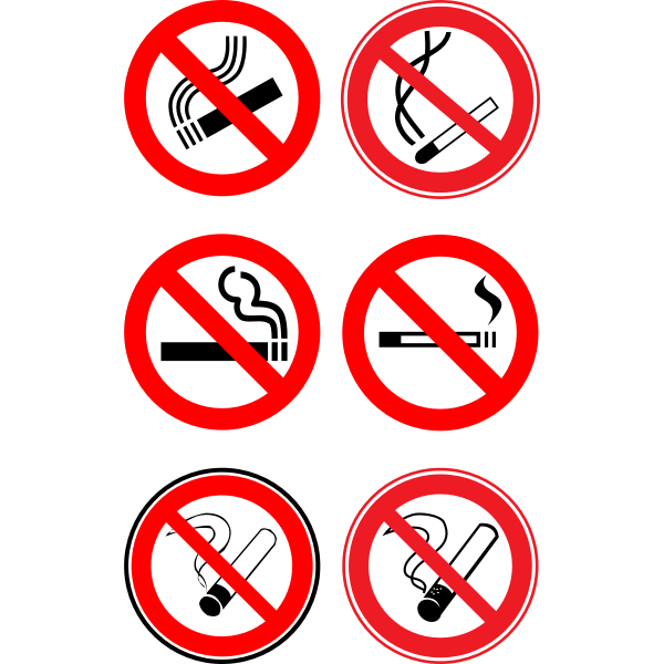 Vector illustrartion of selection  of ""no smoking"" signs