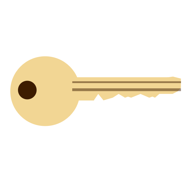 Vector illustration of metal door key horizontal