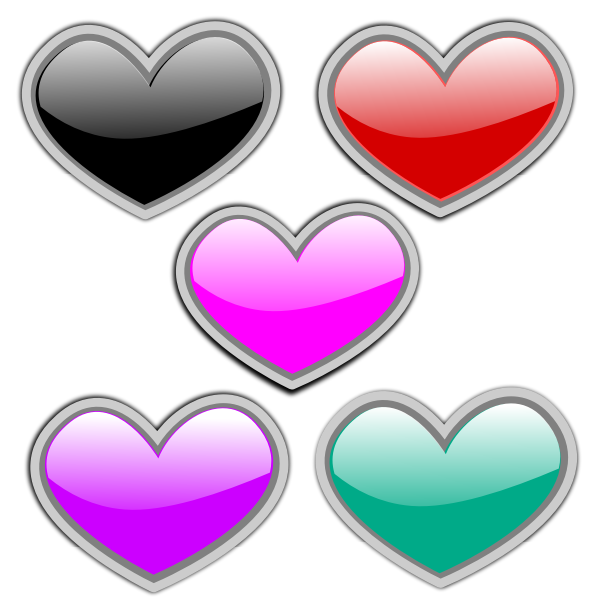 Color glass hearts vector image