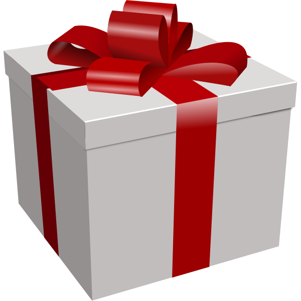 Vector image of white gift box with red ribbon