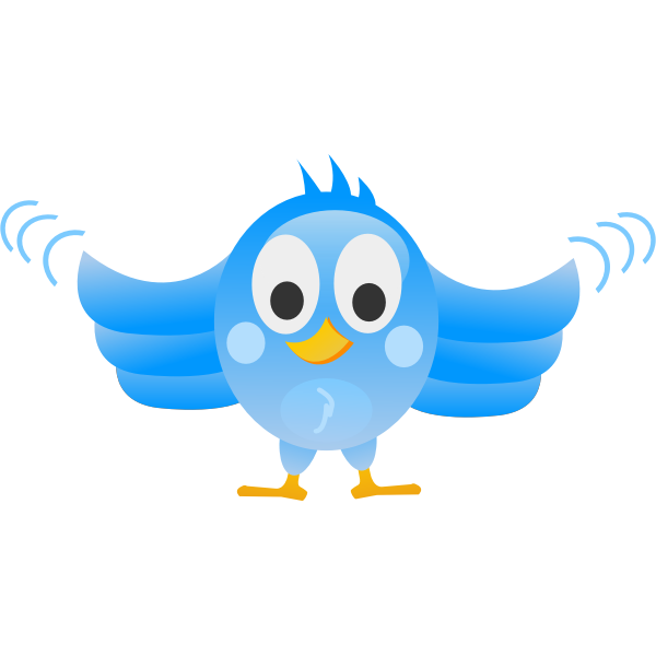 Tweeting bird with wings spread wide drawing