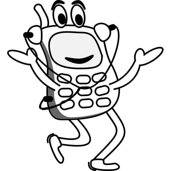 Running mobile phone vector drawing