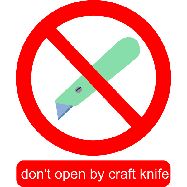 Don't open by craft knife sign vector image