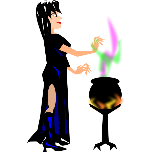 Witch with cauldron vector image