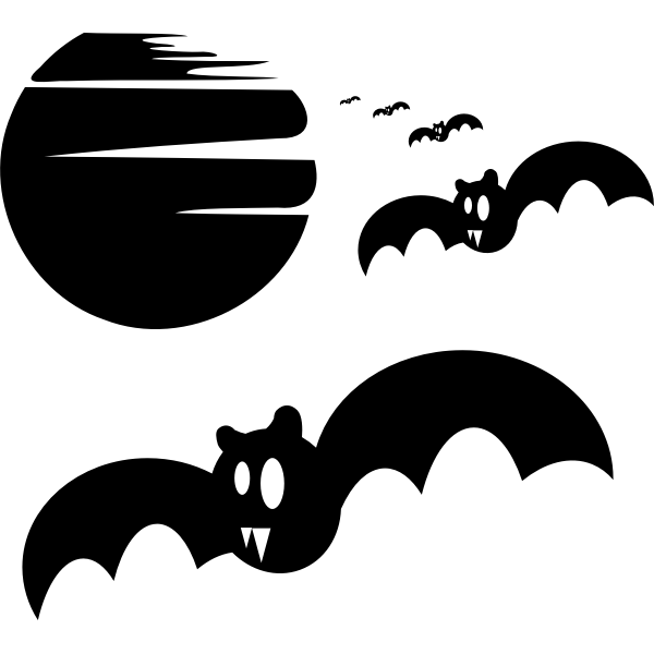 Vector clip art of bats at full moon