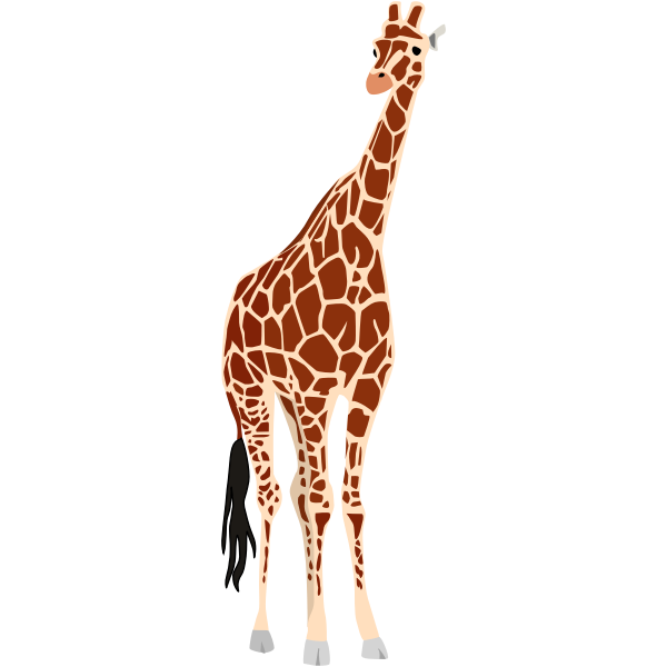 Vector drawing of giraffe with black tail