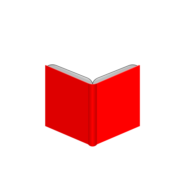 Drawing of an open book on a red background