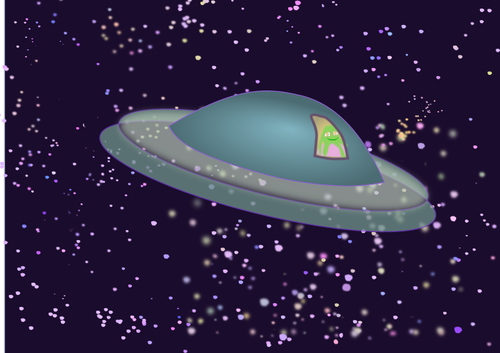 Flying Saucer with Alien | Free SVG