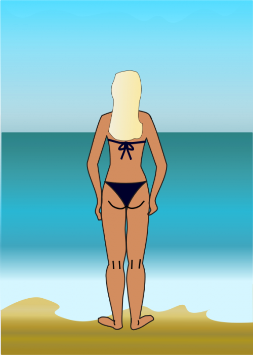 Girl in bikini at sea