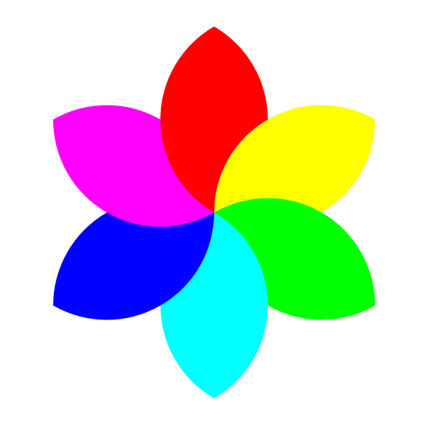 Download Colorful 6 Petal Flower Vector Graphics Free Svg