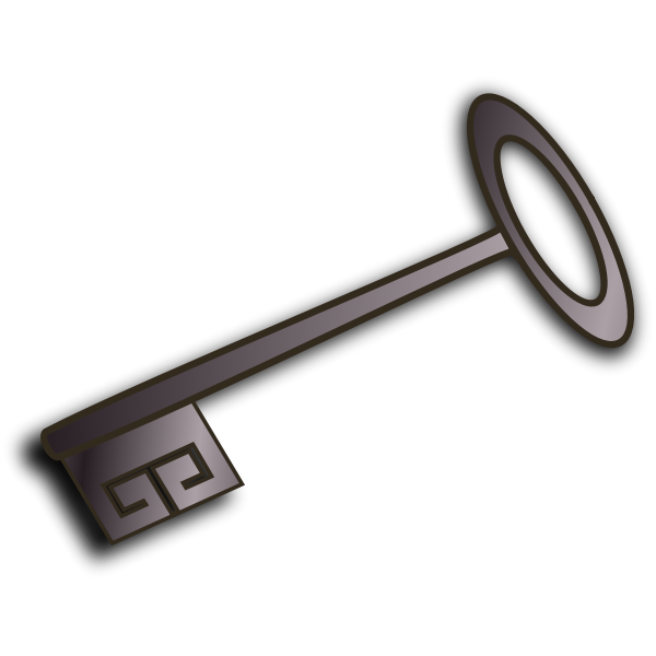 Vector clip art of old style door key with shadow