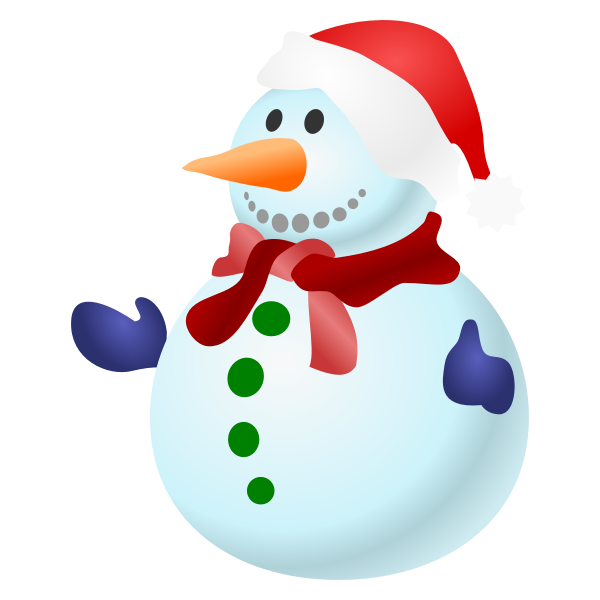 Vector clip art of happy colorful snowman with scarf