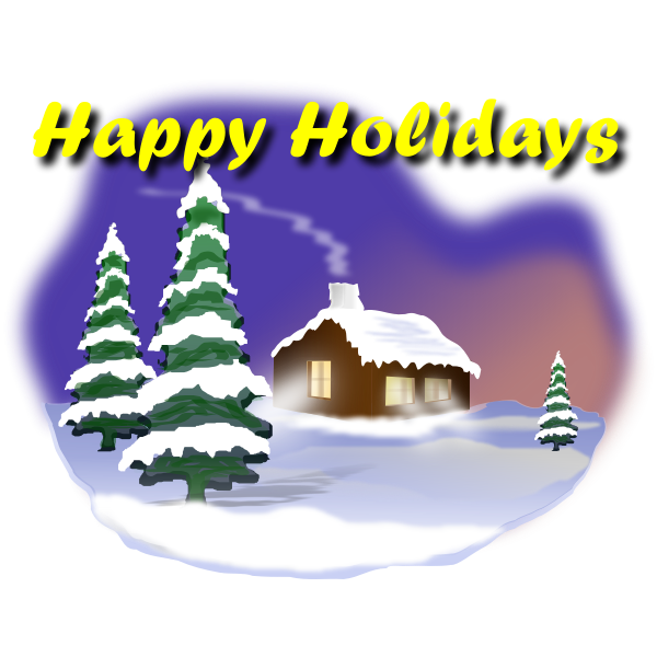 Download Happy Holidays winter idyll card vector graphics | Free SVG