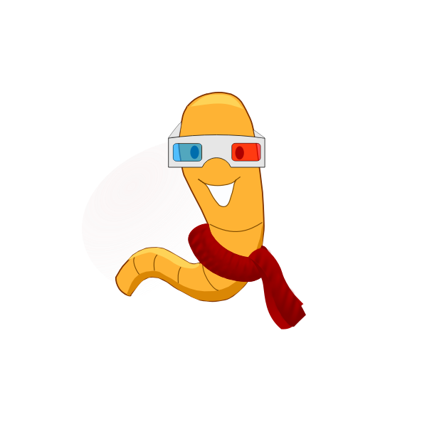 Cinema Worm with 3D glasses vector graphics