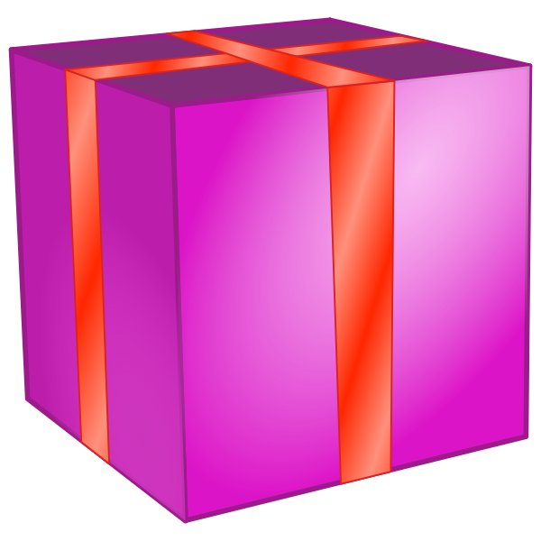 Pink square box with red ribbon vector clip art