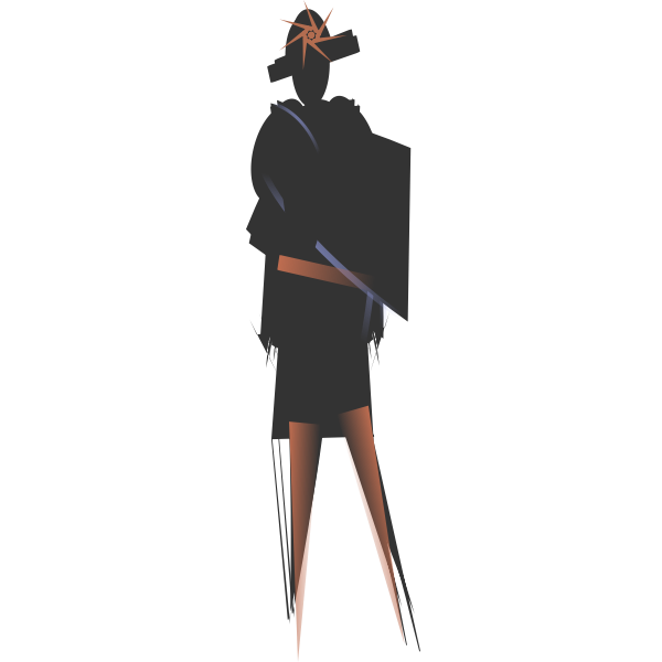 Fashionable artistic woman silhouette vector illustration