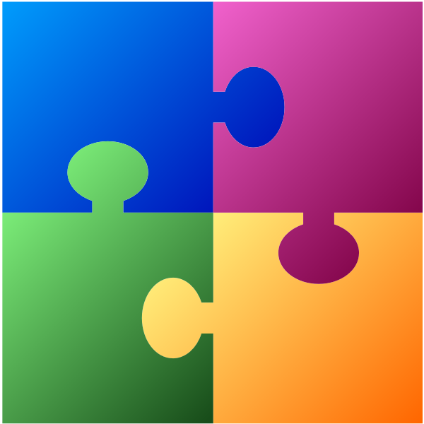 Jigsaw puzzle in different colors