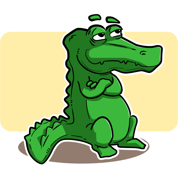 Vector image of bored green alligator