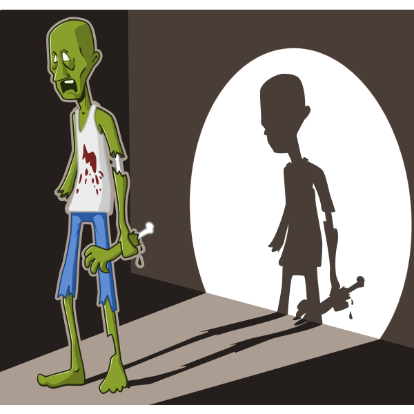 Vector illustration of green zombie in spotlight