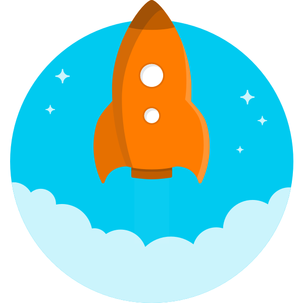 cartoon orange rocket flying up vector drawing | Free SVG