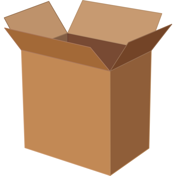 Vector illustration of deep cardboard box open