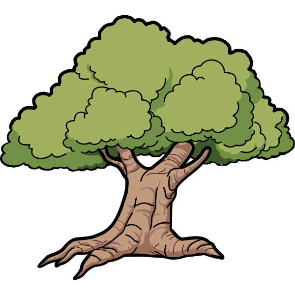 Vector graphics of wide roots oak tree | Free SVG