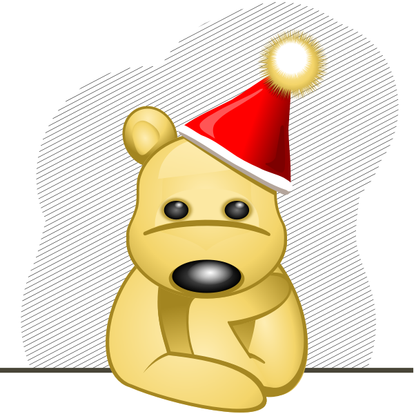 Vector clip art of sad teddy bear with red hat | Free SVG
