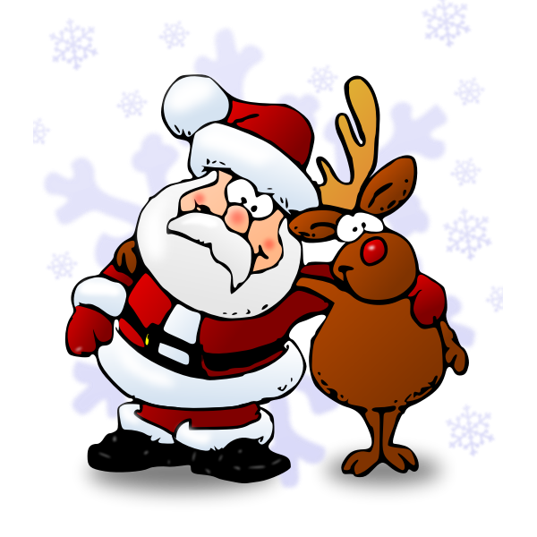 Santa and raindeer color vector illustration