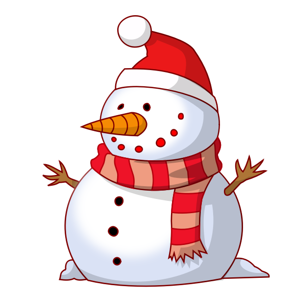 Vector image of snowman with red scarf