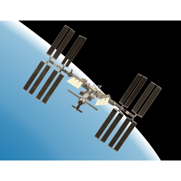 International Space Station with Earth vector illustration