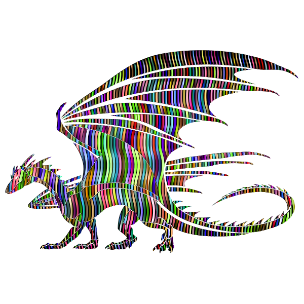 Wavy Prismatic Pattern Dragon Silhouette