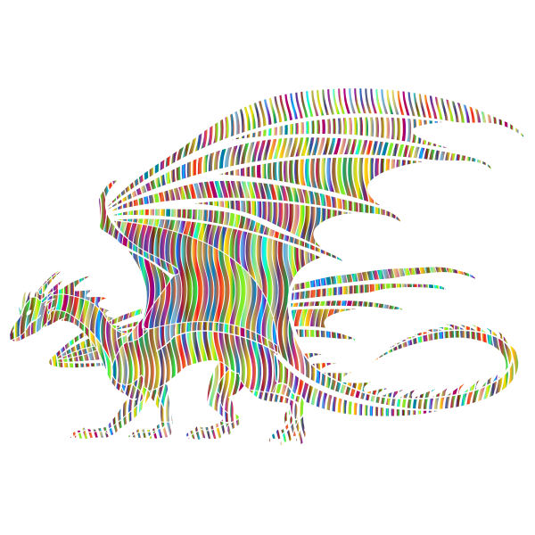 Dragon silhouette with colored pattern