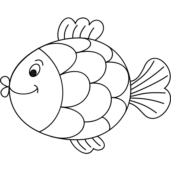 Outlined cartoon fish