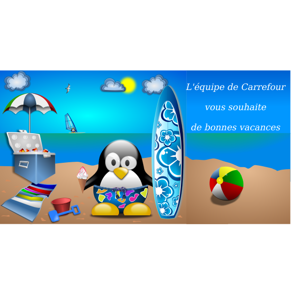 Tux on summer vacation vector illustration