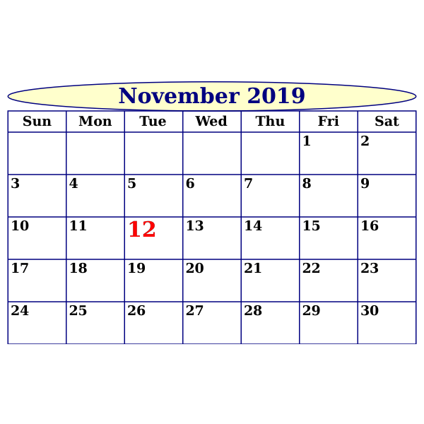 Scripted Month Calendar