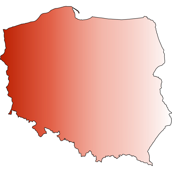 Image of outline red map of Poland